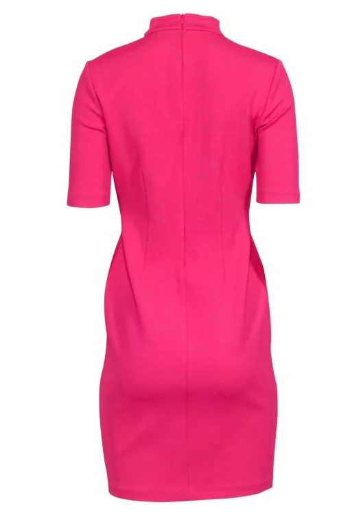 St. John - Hot Pink Knit Fitted Sheath To The Knee Dress Sz 6