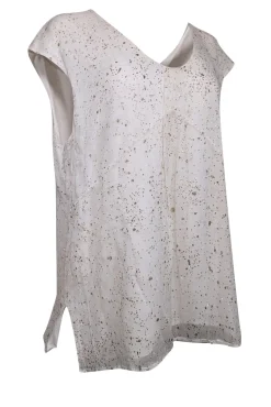 St. John - Ivory & Gold Metallic Cap Sleeve Blouse Sz XL