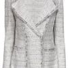 St. John - Ivory Blazer w/ Black & Purple Threading & Fringe Detail Sz 10