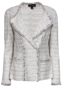 St. John - Ivory Blazer w/ Black & Purple Threading & Fringe Detail Sz 10
