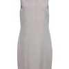 St John - Ivory Sleeveless Sheath Dress w/ Black Polka Dot Print Sz 10