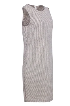 St John - Ivory Sleeveless Sheath Dress w/ Black Polka Dot Print Sz 10