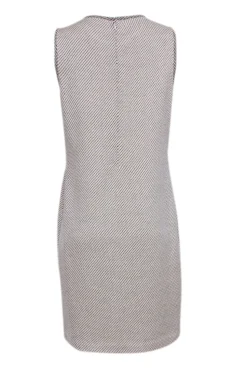 St John - Ivory Sleeveless Sheath Dress w/ Black Polka Dot Print Sz 10