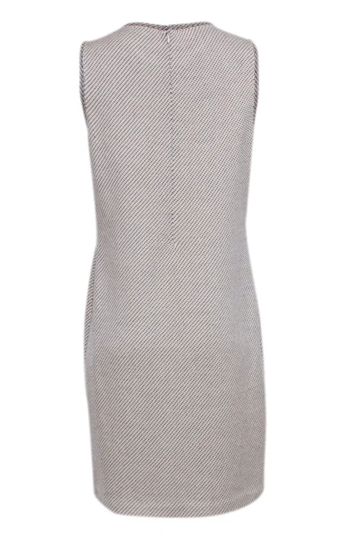 St John - Ivory Sleeveless Sheath Dress w/ Black Polka Dot Print Sz 10