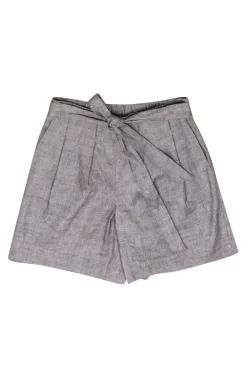 St. John - Light Brown Linen Blend Tie Front Shorts Sz S