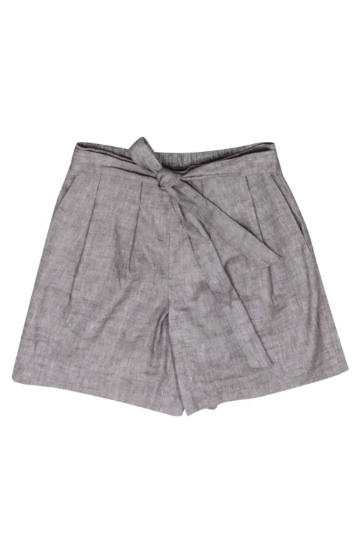 St. John - Light Brown Linen Blend Tie Front Shorts Sz S