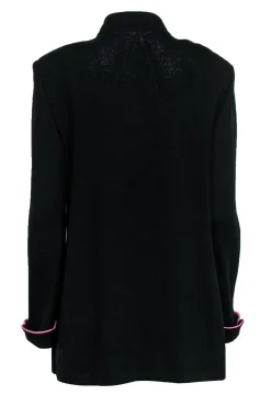 St. John - Long Black Knit Sweater w/ Decorative Buttons Sz 14