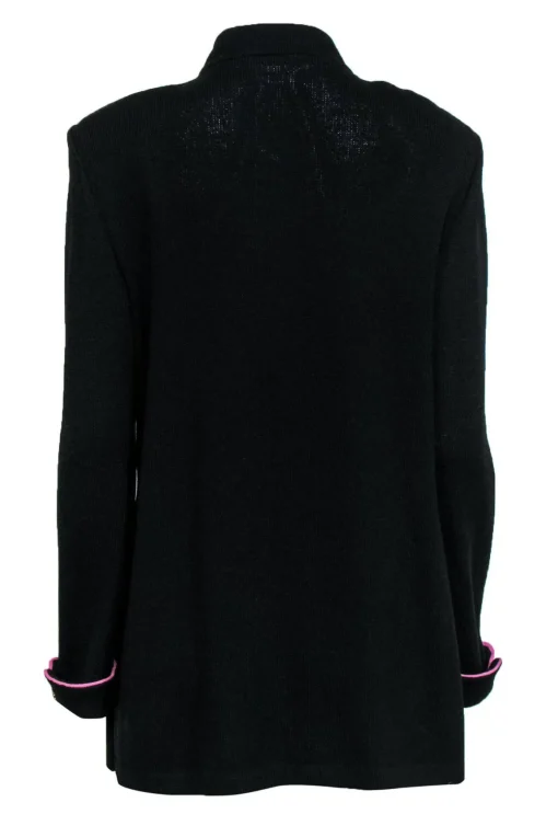 St. John - Long Black Knit Sweater w/ Decorative Buttons Sz 14