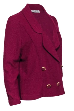 St. John - Magenta Blazer w/ Oversized Gold Buttons Sz M