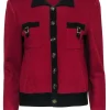 St. John - Maroon Cardigan w/ Black Contrast Trim Sz 4