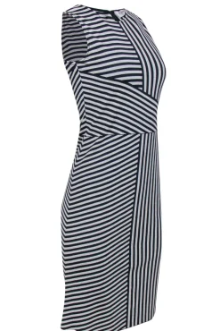 St. John - Navy & White Striped Wool Blend Shift Dress Sz 0