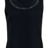 St. John - Navy Knit Tank w/ Silver Jewel Trim Sz S