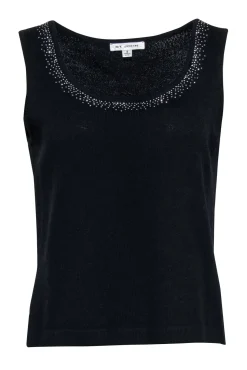 St. John - Navy Knit Tank w/ Silver Jewel Trim Sz S