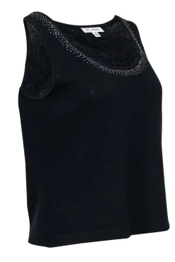 St. John - Navy Knit Tank w/ Silver Jewel Trim Sz S