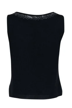 St. John - Navy Knit Tank w/ Silver Jewel Trim Sz S