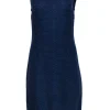 St. John - Navy Woven Knit Shift Dress Sz 8