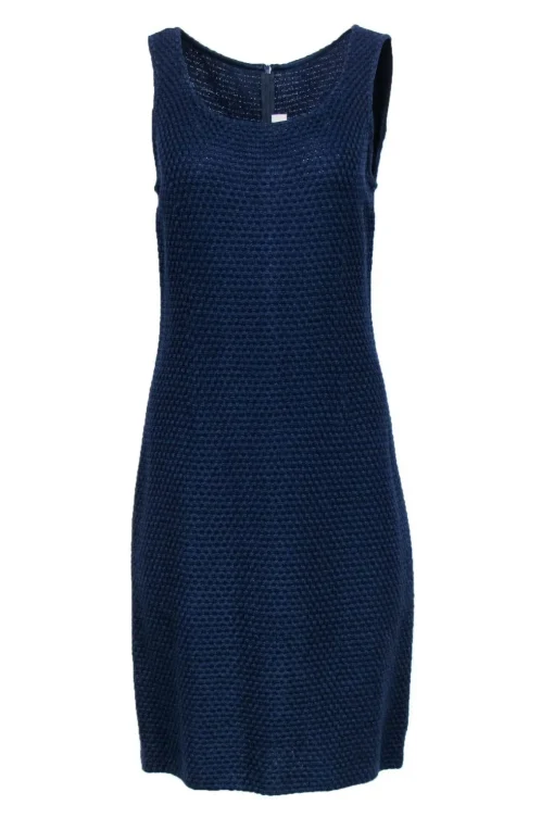 St. John - Navy Woven Knit Shift Dress Sz 8