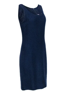 St. John - Navy Woven Knit Shift Dress Sz 8
