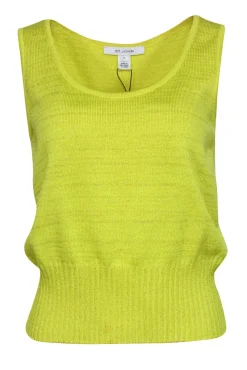 St. John - Neon Yellow Sparkly Sleeveless Sweater Sz S