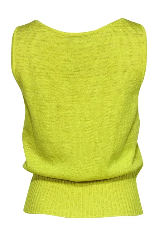 St. John - Neon Yellow Sparkly Sleeveless Sweater Sz S