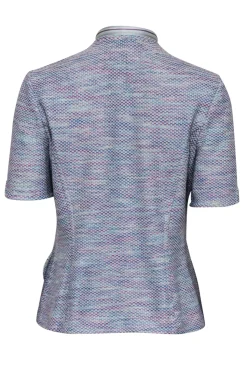 St. John - Pastel Blue, Green, Beige, & Magenta Knit Zip Front Top Sz 6