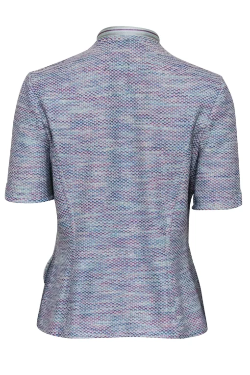 St. John - Pastel Blue, Green, Beige, & Magenta Knit Zip Front Top Sz 6