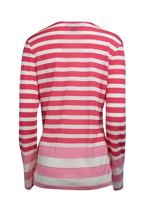 St. John - Pink & White Stripe Button Front Cardigan Sz M