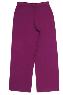 St. John - Plum High-Waisted Straight Leg Knit Pants Sz 8