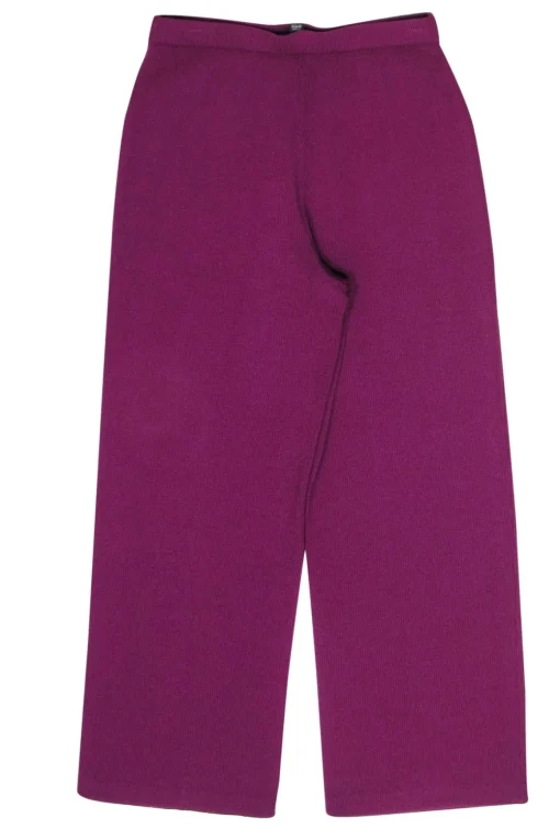 St. John - Plum High-Waisted Straight Leg Knit Pants Sz 8