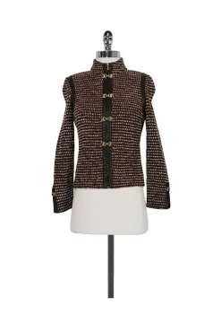 St. John - Red, Brown & White Knit Jacket Sz 2