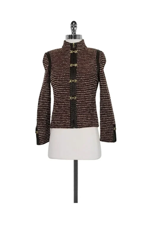St. John - Red, Brown & White Knit Jacket Sz 2