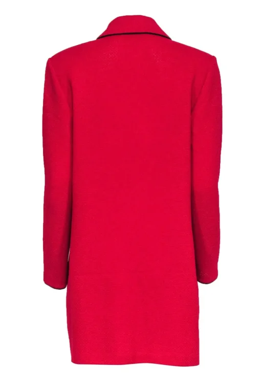 St. John - Red Knit Longline Coat w/ Black Piping Sz 12