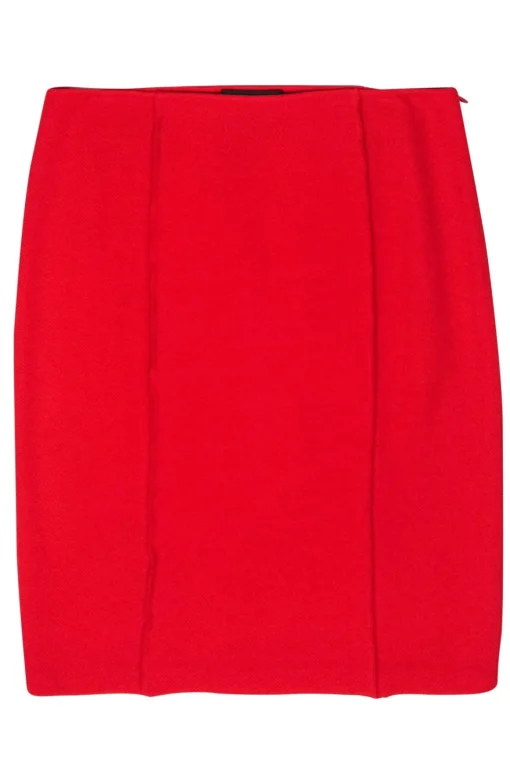St. John - Red Knit Wool Pencil Skirt Sz 10