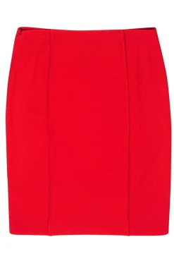St. John - Red Knit Wool Pencil Skirt Sz 10