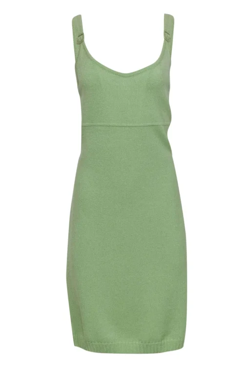 St. John - Sage Green Knit Tank Dress w/ Buckle Straps Sz M