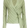St. John - Sage Green Thick Ribbed Wrap Sweater Sz 2
