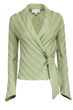 St. John - Sage Green Thick Ribbed Wrap Sweater Sz 2