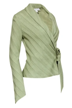 St. John - Sage Green Thick Ribbed Wrap Sweater Sz 2