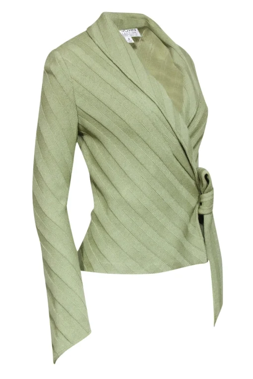 St. John - Sage Green Thick Ribbed Wrap Sweater Sz 2