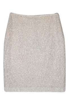 St. John - Silver Tinsel Knit Mini Pencil Skirt Sz 10
