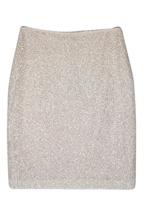 St. John - Silver Tinsel Knit Mini Pencil Skirt Sz 10