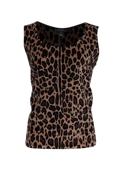 St. John - Tan & Black Leopard Print Velvet Tank Sz L
