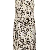St. John -  Tan, Cream, & Brown Leopard Print Sleeveless Sheath Dress Sz M