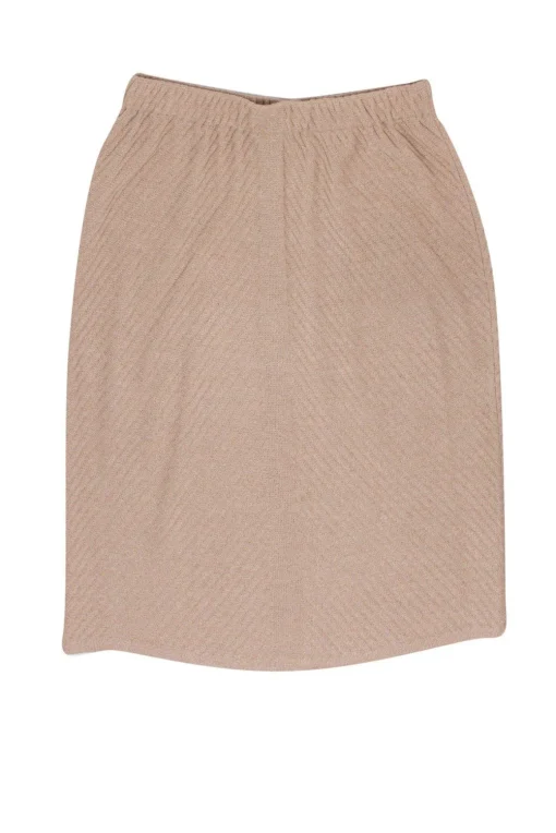 St. John - Tan Ribbed Knit Pencil Skirt Sz 4