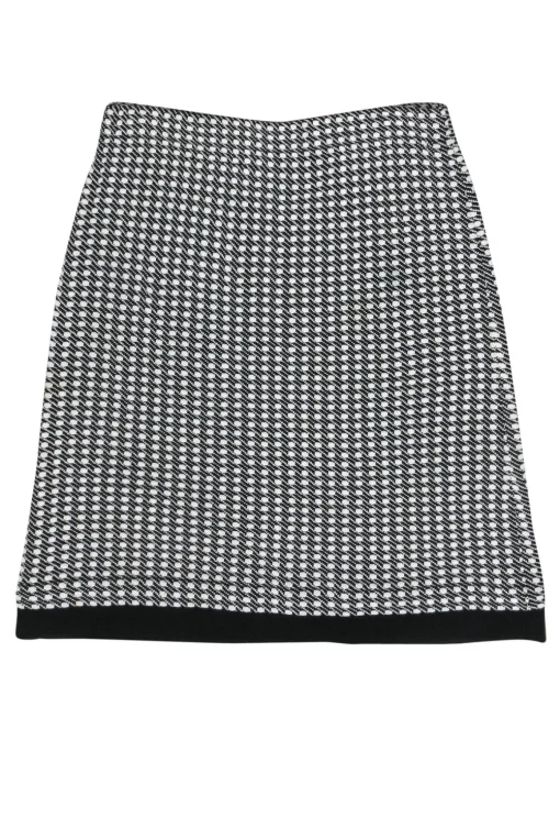 St. John Collection - Black & White Textured A-Line Skirt Sz 10