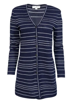 St. John Collection - Navy Knit Cardigan w/ Stripes Sz P
