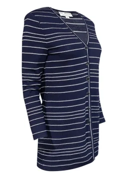 St. John Collection - Navy Knit Cardigan w/ Stripes Sz P