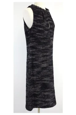 St. John Couture - Black & Silver Metallic Sleeveless Dress Sz 12