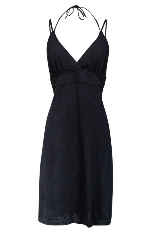 St. John Evening - Black Halter Plunge Dress Sz 12