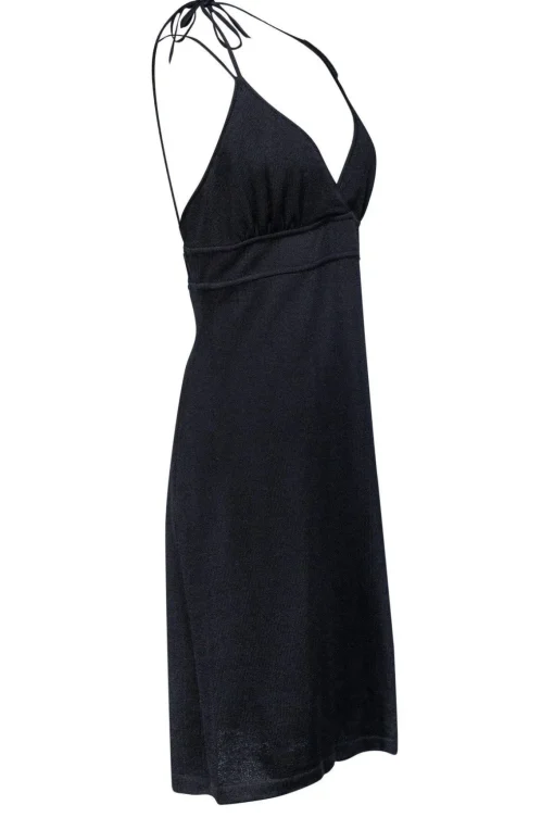 St. John Evening - Black Halter Plunge Dress Sz 12